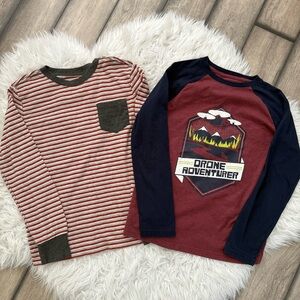 Cat & Jack Red Striped and Graphic Long Sleeve Tees